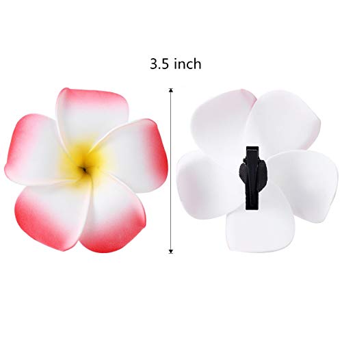 Yongbest Clips de Pelo Hawaiano,12 Piezas Flores Hawaianas de 3,5 Pulgadas de Espuma Hawaii tocados para la Fiesta de Playa Novia Novia Accesorio 6 Colores