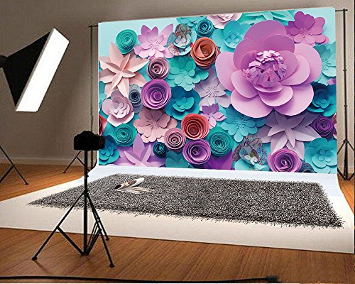 YongFoto 1,5x1m Vinilo Fondos Fotograficos 3D Flor de Papel Pared de Flores Floral de Moda Abstracto Fondos para Fotografia Fiesta Retrato Cumpleaños Personal Estudio Fotográfico Accesorios