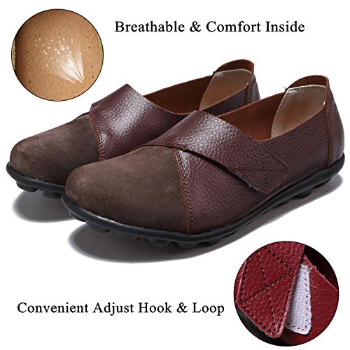 Yooeen Zapatos Mocasines Cómodos para Mujer Calzado de Trabajo Antideslizante Velcro Loafers Zapatos de Conducción