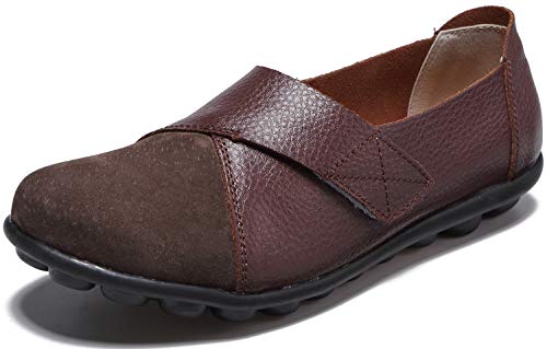 Yooeen Zapatos Mocasines Cómodos para Mujer Calzado de Trabajo Antideslizante Velcro Loafers Zapatos de Conducción