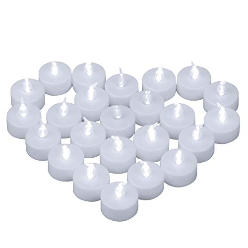 Yooyee LED Velas de Té Sin Llama 24 Piezas Luces de Té Blanco Frío Luz de Velas Eléctricas y LED Vela Brillante con Batería para Decoración de Fiesta Bodas Halloween Navidad (Luz Blanco Frío)