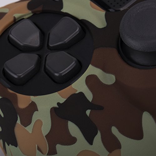 YoRHa Transferencia de agua camuflaje de impresión silicona caso piel Fundas protectores cubierta para Sony PS4/slim/Pro Mando x 1 (Desierto) Con PRO los puños pulgar thumb gripsx 8