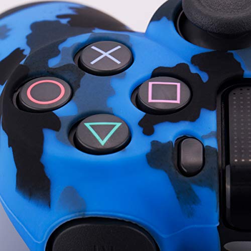 YoRHa Transferencia de agua camuflaje de impresión silicona caso piel Fundas protectores cubierta para Sony PS4/slim/Pro Mando x 2(rojo + azul) Con PRO los puños pulgar thumb gripsx 8