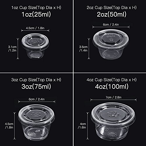 Yosoo 50Pcs Cajas De Salsa De Plástico Transparente Chutney Desechable Cups Caja De Almacenamiento De Alimentos con Tapas Food Takeaway Containers