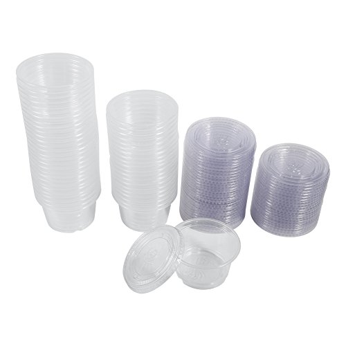 Yosoo 50Pcs Cajas De Salsa De Plástico Transparente Chutney Desechable Cups Caja De Almacenamiento De Alimentos con Tapas Food Takeaway Containers