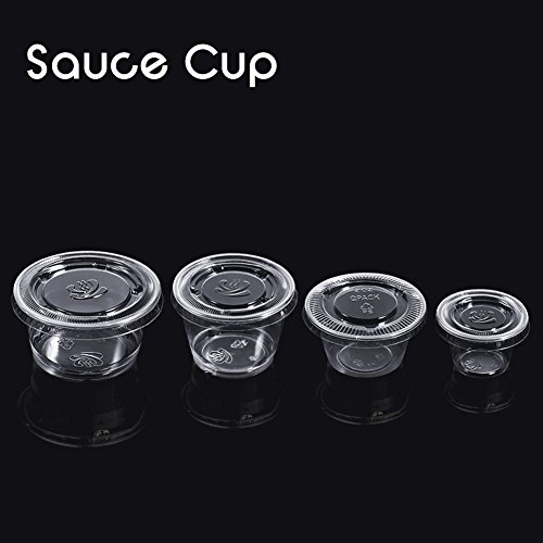 Yosoo 50Pcs Cajas De Salsa De Plástico Transparente Chutney Desechable Cups Caja De Almacenamiento De Alimentos con Tapas Food Takeaway Containers