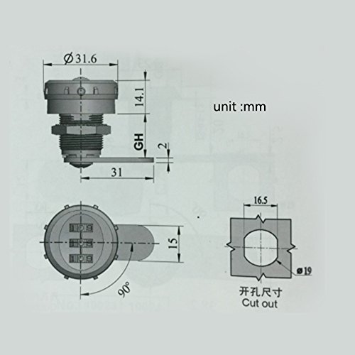 Yosoo Cerradura Mecánica De La Contraseña De 3 Código Digital para El Armario del Armario Aleación del Zinc Conveniente Seguridad Coded La Cerradura (tamaño : 12~16mm)