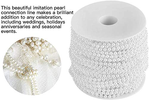 Yosoo - Collar de perlas de plástico, 40 m, guirnalda de perlas – Rollo con cinta de perlas para decoración, DIY, blanco