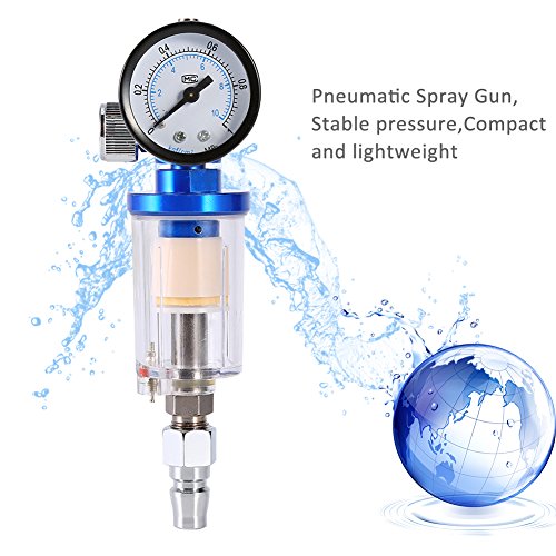 Yosoo Pistola de Pulverización Neumática Regulador de Presión de Aire Medidor + Aceite en Línea Separador de Filtro de Trampa de Agua Herramienta