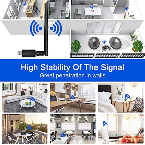 yotame WiFi Antena, Adaptador WiFi USB 1200mbps USB 3.0 5dBi Dual Band Receptor WiFi 5.8Ghz/2.4Ghz Inalámbrico WiFi USB Dongle para PC Desktop/Laptop/Win/Vister/Linux/Mac