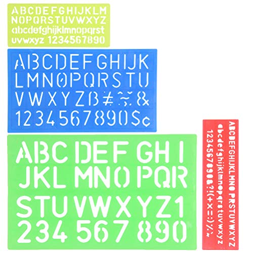 YOTINO 4 piezas plantilla alfabeto letras número artesanal plantillas de plástico regla conjunto de guías