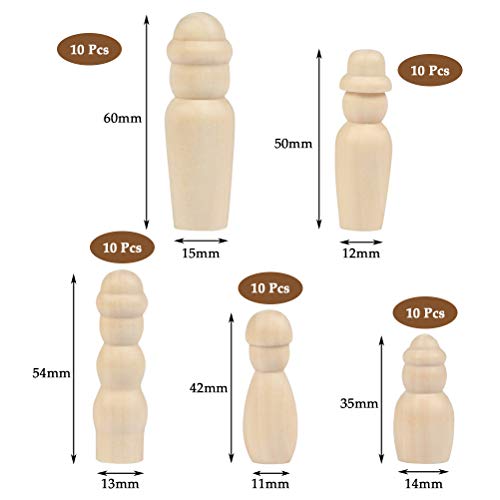 YOTINO50 piezas figura cono madera familia figuras de madera para pintar DIY figuras de madera boda cumpleaños artesanía muñecas jugar figuras hombre mujer niño