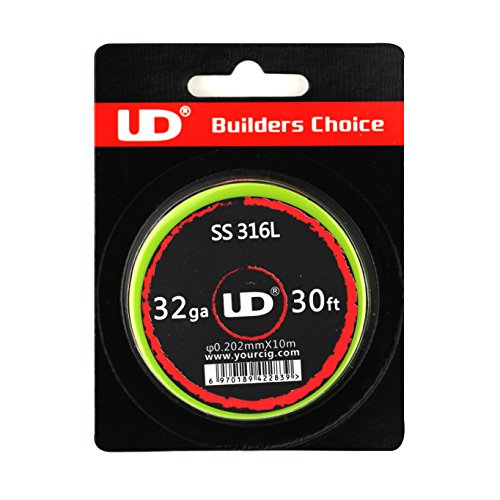 Youde UD SS316L AWG32 0,202mm - Alambre de acero inoxidable bobinas, 9 metro