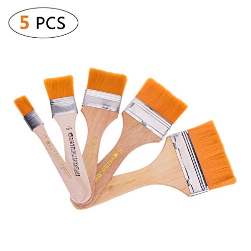 YoungRich 5 Piezas de Madera Cepillo de Pintura Set Surtido de Tamaño Pinceles para Paredes Recortar Pincel Angulo Profesional Cepillo de Pared Conjunto Inicio Pinceles Pintura al Oleo de Barbacoa