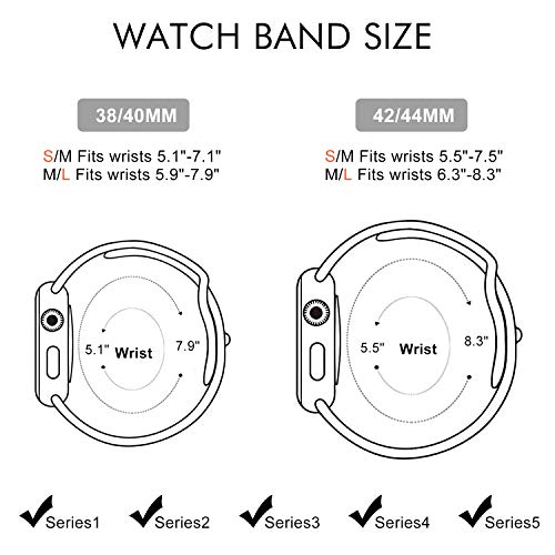 Younsea Compatible con Apple Watch Band 44mm 42mm 40mm 38mm, súper cómodo y Duradero, Banda de reemplazo de Silicona iWatch Series 5/4/3/2/1 S/M M/L