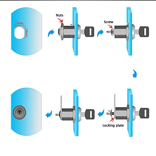 youtu 4pcs Cerradura para buzón o taquilla, Cerrojo de Seguridad para Puerta de Armario, buzón, cajón, taquillas (16mm)