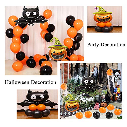 YOUYIKE Decoración de fiesta de Halloween Set Happy Halloween Balloons Banner, Bat, Pumpkin Ghost Foil balloon Black Orange Globo de látex para Halloween Bar Suministros de decoración del hogar