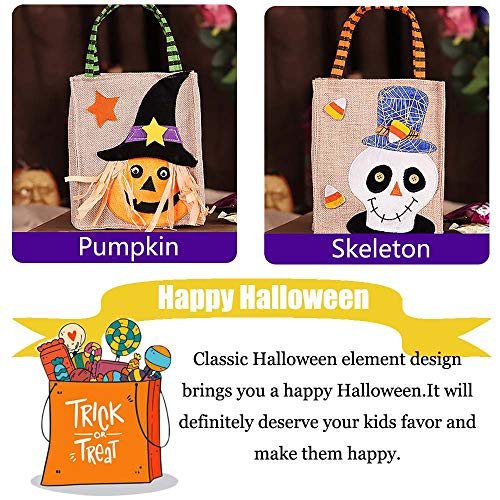 YOUYIKE®2 Paquetes de Bolsas de Regalo de Trucos o Tratos,Bolsas no Tejidas para Halloween, Bolsas de Regalo para Fiestas, Bolsas de Golosinas con Asas para Fiesta Temática de Halloween