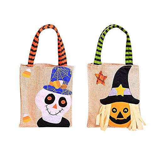 YOUYIKE®2 Paquetes de Bolsas de Regalo de Trucos o Tratos,Bolsas no Tejidas para Halloween, Bolsas de Regalo para Fiestas, Bolsas de Golosinas con Asas para Fiesta Temática de Halloween