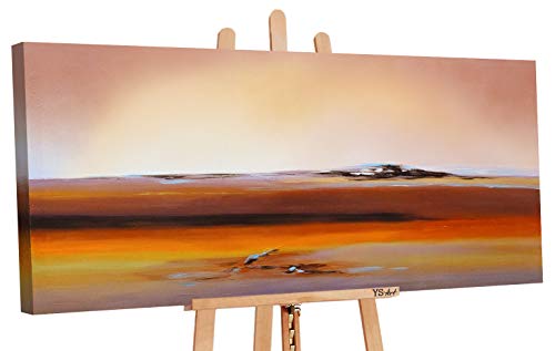 YS-Art | Cuadro Pintado a Mano Alba | Cuadro Moderno acrilico | 115x50 cm | Lienzo Pintado a Mano | Cuadros Dormitories | único | Castaño