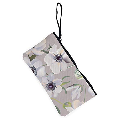 Yuanmeiju Anémonas de Boda Floral Pastel Realisitic Patrón Cartera de Lona Exquisitos monederos El Monedero de Lona pequeño se USA para Guardar Monedas, identificación y Otros