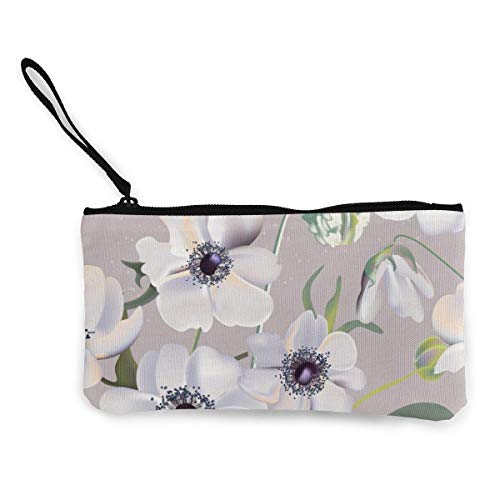 Yuanmeiju Anémonas de Boda Floral Pastel Realisitic Patrón Cartera de Lona Exquisitos monederos El Monedero de Lona pequeño se USA para Guardar Monedas, identificación y Otros