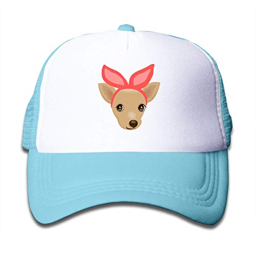 Yuanmeiju Gorra de Camionero con Estampado para niños Chihuahua con Orejas de Conejo Sombrero Deportivo para niños Sombreros de Viaje para Exteriores Ajustable 50-55cm Negro