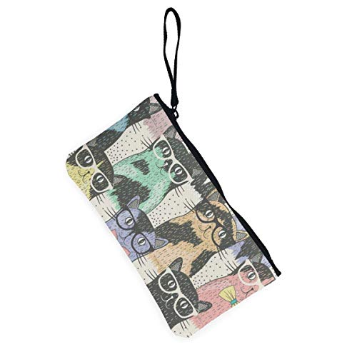 Yuanmeiju Monedero Unisex, Bolsos para Monedas, Gatos Nerd, Monedero de Lona para Mujer, Monedero pequeño para Cambio, Monedero, Tarjetero, Billetera para teléfono, Bolsa de Almacenamiento