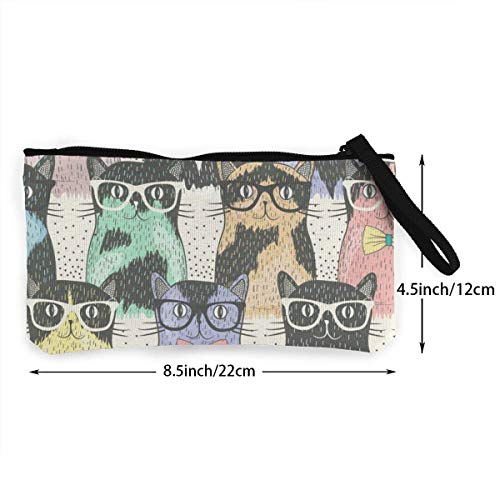 Yuanmeiju Monedero Unisex, Bolsos para Monedas, Gatos Nerd, Monedero de Lona para Mujer, Monedero pequeño para Cambio, Monedero, Tarjetero, Billetera para teléfono, Bolsa de Almacenamiento