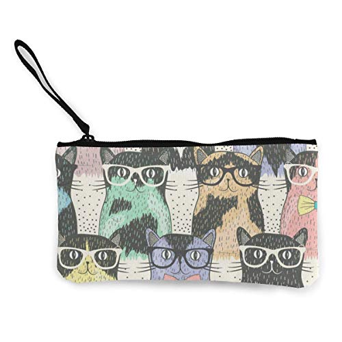 Yuanmeiju Monedero Unisex, Bolsos para Monedas, Gatos Nerd, Monedero de Lona para Mujer, Monedero pequeño para Cambio, Monedero, Tarjetero, Billetera para teléfono, Bolsa de Almacenamiento