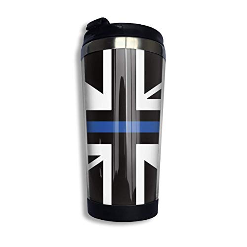 Yuanmeiju Union Jack Thin Blue Line Tazas de café Botella de agua de acero inoxidable Vaso Taza de viaje