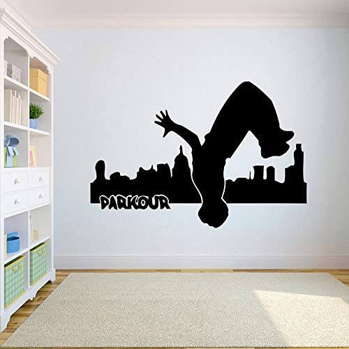 YuanMinglu Parkour Extreme Sports Vinyl Wall Decal Boy Room Decoration Jump Street City Street Sports Applique Man Cave Black 42x26cm