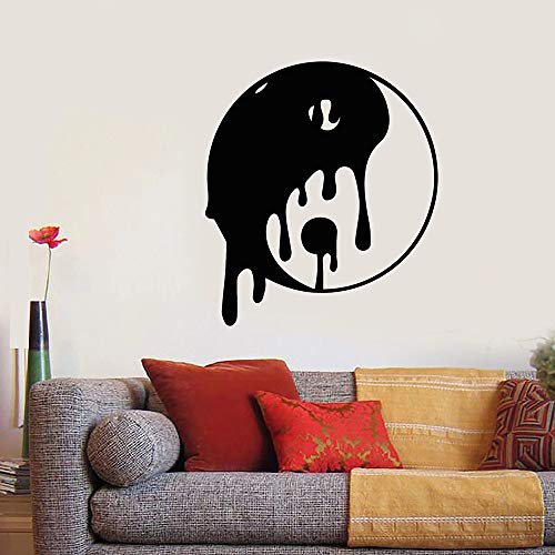 YuanMinglu Símbolo del Budismo de Yin y Yang Estilo asiático Vinilo Etiqueta de la Pared Sala de Estar Dormitorio Cocina Etiqueta de la Pared Decoración extraíble 54X63 CM