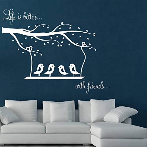 YuanMinglu Swing and Bird Wall Stickers decoración del hogar Sala de Estar Dormitorio PVC Sticker Wallpaper no tóxico Vinilo Wall Sticker Blanco 85x75cm