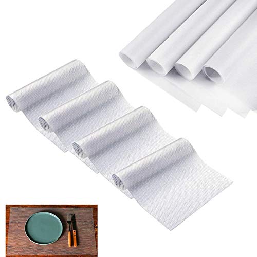 YUANXIA 4 pcs Multifuncional Bases Antideslizantes EVA - Alfombras de Refrigeradorde Silicona Ideal para Frigorífico, Mostrador de Cocina,Cajón, Comedor, 29 × 44CM (Transparente)