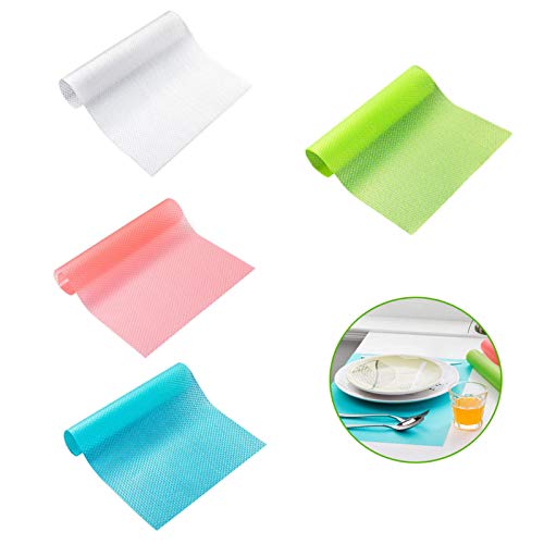 YUANXIA 4 pcs Multifuncional Bases Antideslizantes EVA - Alfombras de Refrigeradorde Silicona Ideal para Frigorífico, Mostrador de Cocina,Cajón, Comedor, 29 × 44CM (Colored)