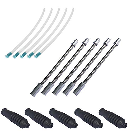 Yuauy 5 fideos flexibles de freno en V + 5 botas de freno de cable de goma negro + 5 cables de teflón para guía de arranque de cable flexible para bicicleta de montaña cubierta de protección