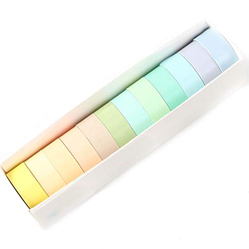 Yubbaex 12 rollos de cinta Washi natural, color caramelo cintas decorativas para bricolaje, diario de balas, manualidades, envolver álbumes de recortes (macaron 15 mm de ancho)