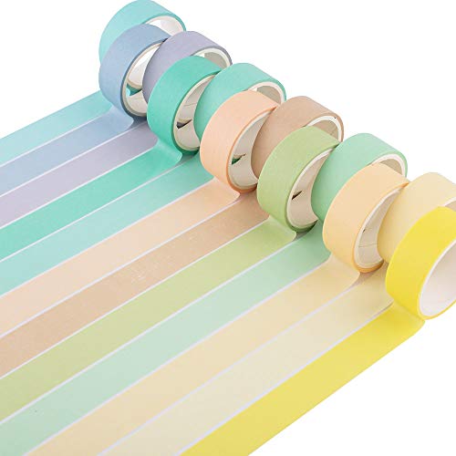 Yubbaex 12 rollos de cinta Washi natural, color caramelo cintas decorativas para bricolaje, diario de balas, manualidades, envolver álbumes de recortes (macaron 15 mm de ancho)