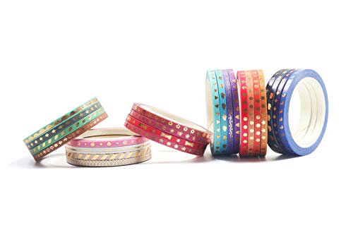 Yubbaex 24 rollos Washi Tape Set cinta adhesiva decorativa Washi Glitter Adhesivo 3MM De ancho