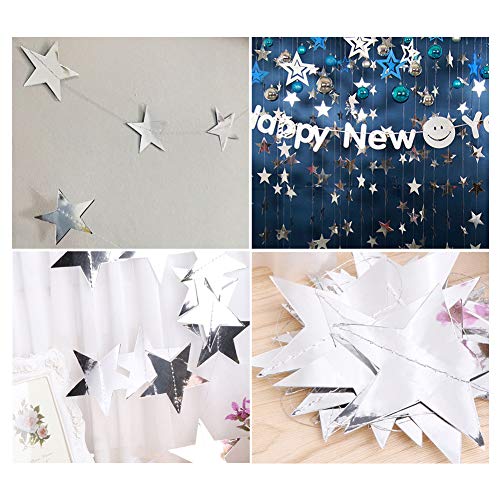 Yuccer 2 Pack Guirnalda de Papel Decoración Estrella Papel Decoracion de Colgante para Boda Bebé Duchas Fiesta de Cumpleaños (Plata)