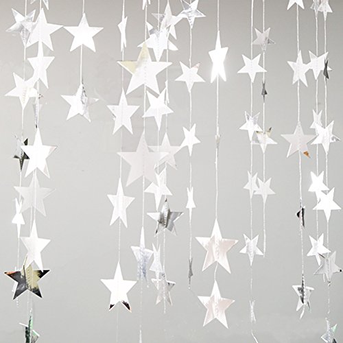 Yuccer 2 Pack Guirnalda de Papel Decoración Estrella Papel Decoracion de Colgante para Boda Bebé Duchas Fiesta de Cumpleaños (Plata)