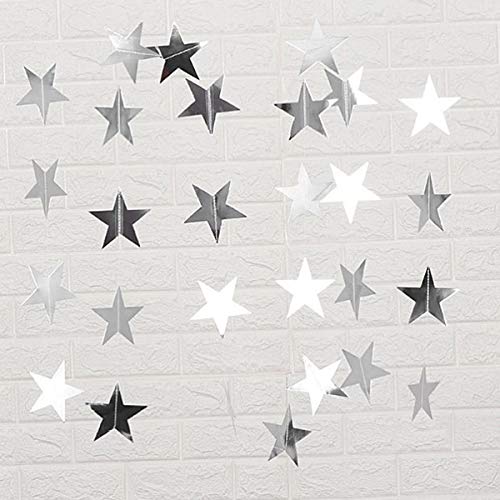 Yuccer 4 Paquetes Guirnalda de Papel Decoracion Estrellas de Papel para Colgar para Cumpleaños Fiesta de Bienvenida al Bebé Boda de Navidad Fiesta de Año Techo (Plata)