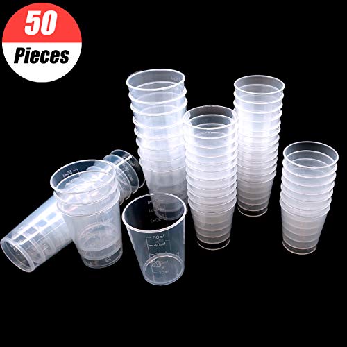 YuChiSX 50 Pack Tapas de plástico graduadas Transparentes Tazas medidoras para Mezcla de Pintura, tintura, epoxi, Resina