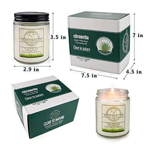 YUE GANG Velas Citronela 4 x 30 Horas Tiempo de Combustión, Velas Citronela Antimosquitos para Jardín, Patio, Camping, Exterior e Interior 4 Pack