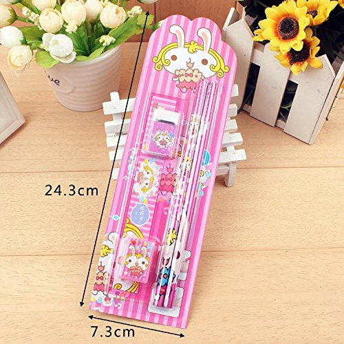 YueChen 30x Lápices Infantiles con Borrador, Lindo Grafito Lápiz,Regalos Fiestas Infantiles,Regalo de cumpleaños,Set Escolar (2xlápices, 1xregla, 1xborrador, 1xsacapuntas)