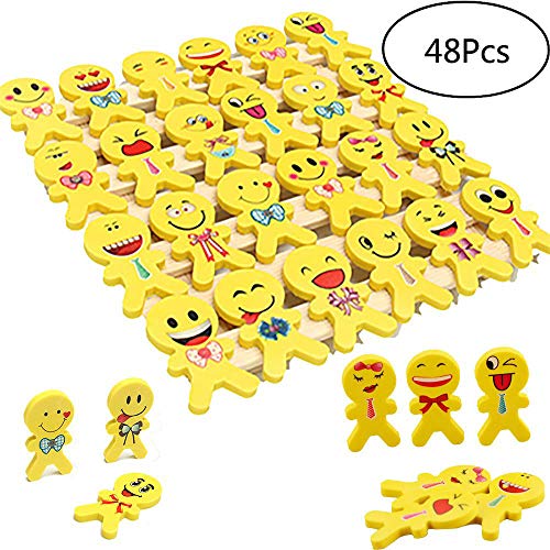 YueChen Emoji Emoticon lápiz Gomas borrar Lindos , Regalo de Regalo para la Fiesta de cumpleaños Fiesta de los niños recompensa Escolar Fiesta en el jardín (48)