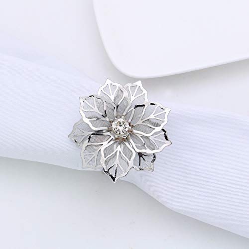 YUEHAPPY® Juego de 6 Anillos de Servilleta con Forma de Flores Para la Decoración de la Mesa,Plata