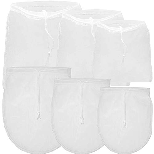 YUESEN Filtros Malla Bolsa Bolsa de Leche Bolsa de Leche de Nuez Algodón de Filtro de Leche Bolsa de Alimentos Bolsa para Colar Leche de Almendras para Leches de Nueces y Bebidas Vegetales 6PCS