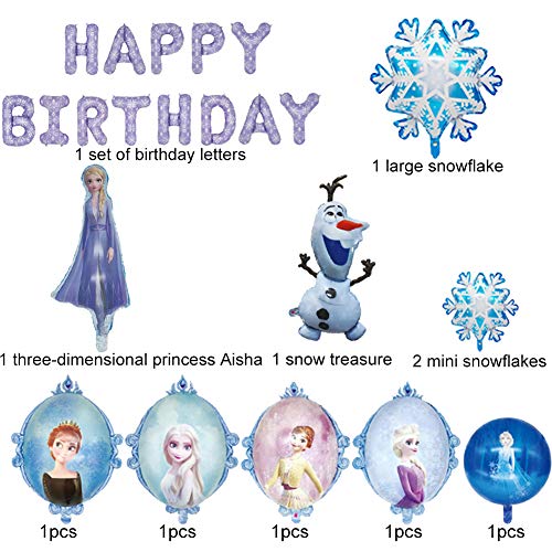 YUESEN Globo Frozen 23PCS Decoración de Fiesta de cumpleaños Globo de Papel Azul con Copo de Nieve Decoraciones Colgantes Fiesta Deco Globos de látex Fiesta Boda Cumpleaños